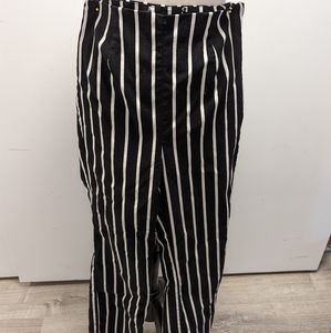 Black and white striped slacks